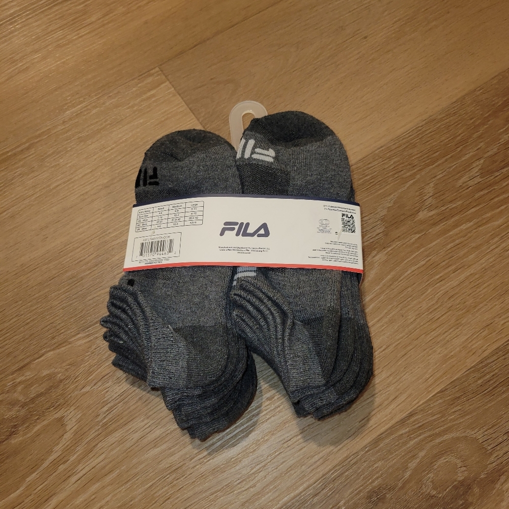 Fila Kids Socks Boys 10 Pack No Show Socks Shoe Sizes 4-10 Grey New - Picture 5 of 9